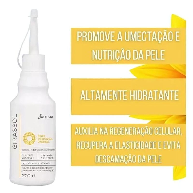 OLEO DE GIRASSOL CORPORAL COM VITAMINA E FARMAX 100ML
