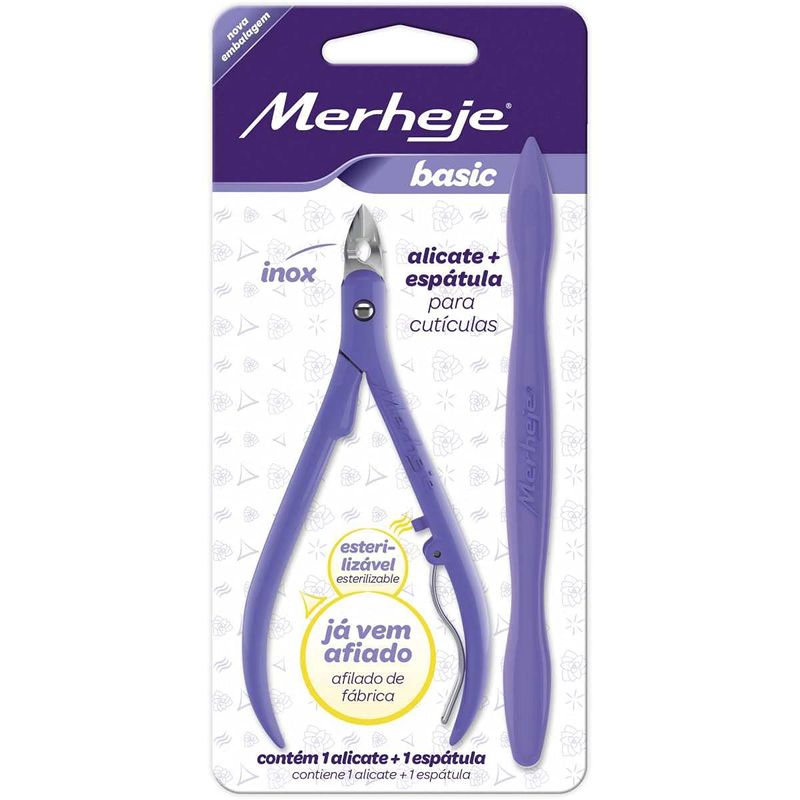 ALICATE PARA CUTICULA MERHEJE BASIC LILAS GRATIS ESPATULA